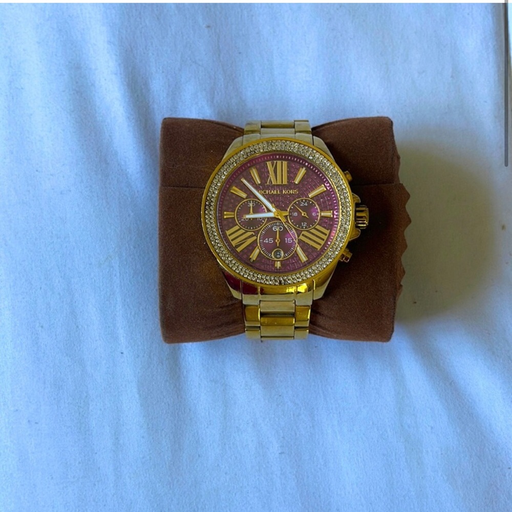 Michael Kors Gold and Burgundy Watch